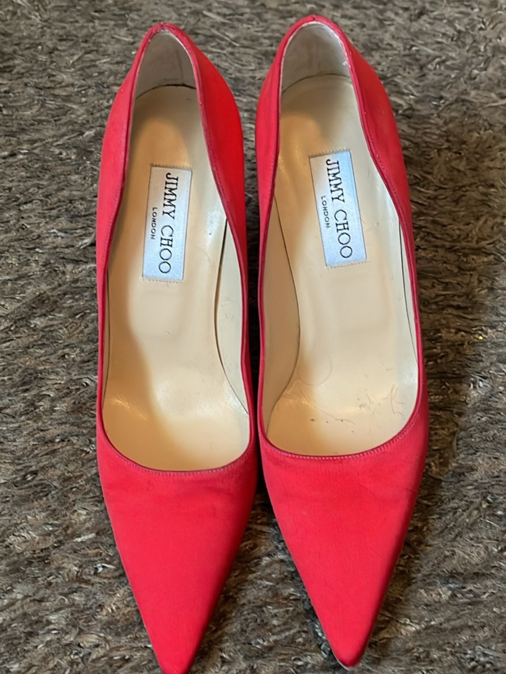 Jimmy Choo Red Pointed-Toe Suede Pumps